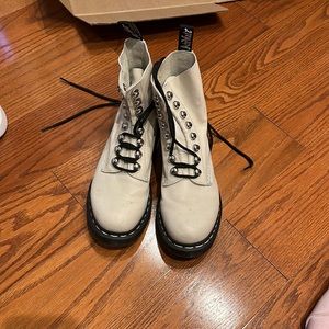 White metal lace up doc martens